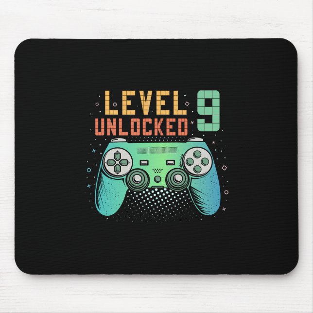 Level 9 freigeschaltet 9. Geburtstag Gamer-Geschen Mousepad (Vorne)