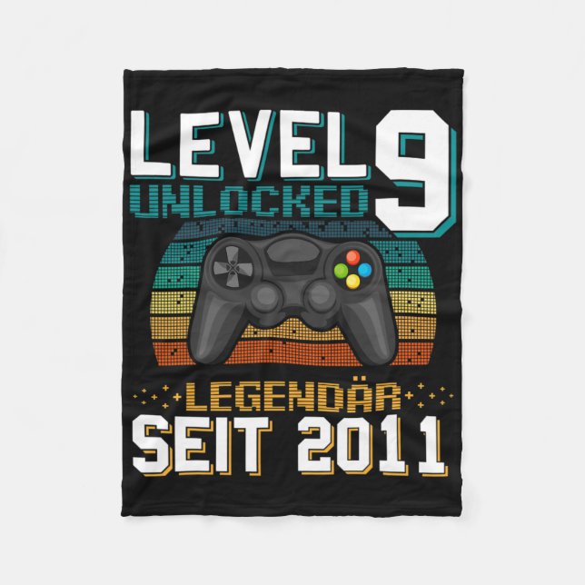 Level 9 freigeschaltet 9. Geburtstag Geschenke für Fleecedecke (Vorderseite)