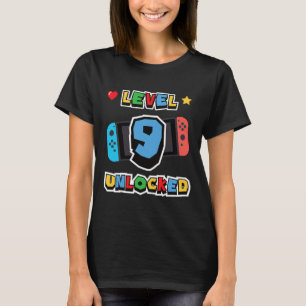 Level 9 freigeschaltet 9. Geburtstag Kinder Videos T-Shirt