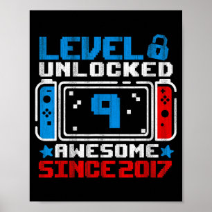 Level 9 freigeschaltet 9. Geburtstags-Gaming-Gesch Poster
