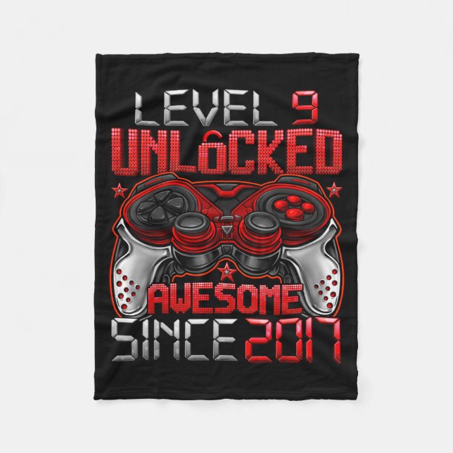 Level 9 freigeschaltet 9 Jahre alt für Jungen 9. G Fleecedecke (Vorderseite)