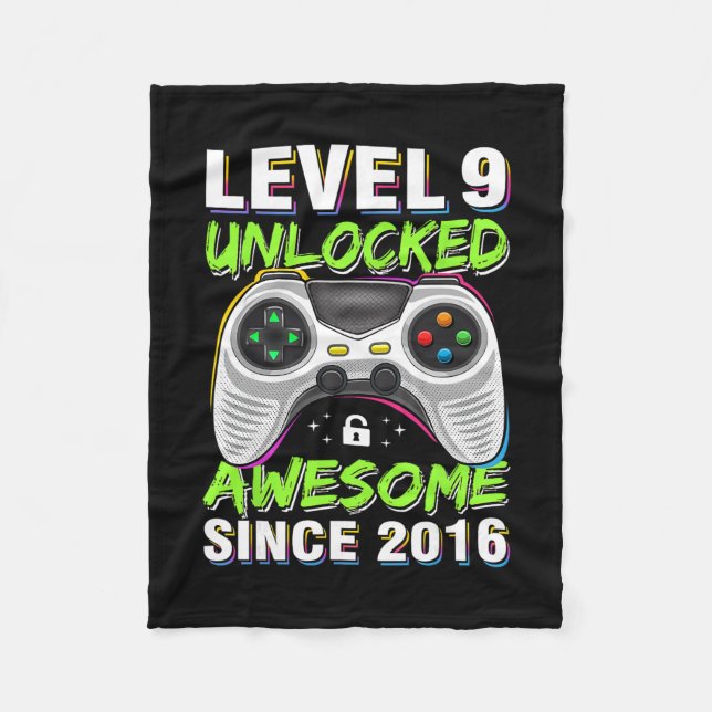 Level 9 freigeschaltet Awesome seit 2016 9. Geburt Fleecedecke (Vorderseite)