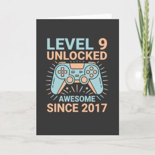 Level 9 freigeschaltet Großartig seit 2017 Gamer G Feiertagskarte