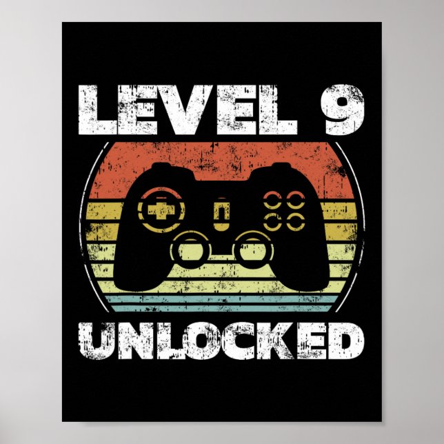 Level 9 freigeschaltet Lustiger Videospieler 9. Ge Poster (Vorne)