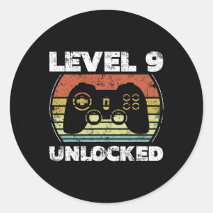 Level 9 freigeschaltet Lustiger Videospieler 9. Ge Runder Aufkleber