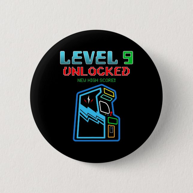 Level 9 freigeschaltet Neuer Höchststand Arcade-Sp Button (Vorderseite)