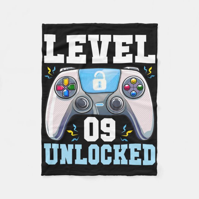 Level 9 freigeschaltet Videospiel 9. Geburtstag Ga Fleecedecke (Vorderseite)