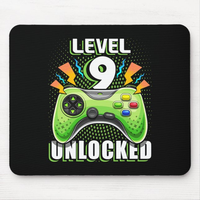 Level 9 freigeschaltet Videospiel 9. Geburtstag Ga Mousepad (Vorne)