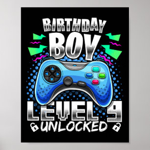Level 9 freigeschaltet Videospiel 9. Geburtstag Ga Poster