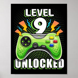 Level 9 freigeschaltet Videospiel 9. Geburtstag Ga Poster