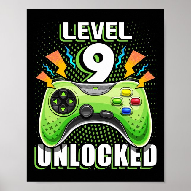 Level 9 freigeschaltet Videospiel 9. Geburtstag Ga Poster (Vorne)