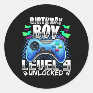 Level 9 freigeschaltet Videospiel 9. Geburtstag Ga Runder Aufkleber