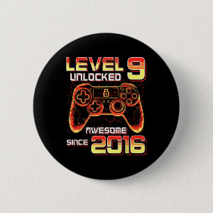 Level 9 freigeschaltet Videospielparty 9. Geburtst Button