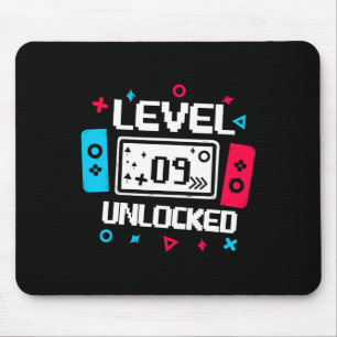 Level 9 freigeschalteter Gamer - 9. Geburtstagsges Mousepad
