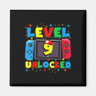 Level 9 freigeschalteter Gamer 9. Geburtstagsgesch Magnet