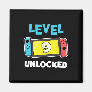 Level 9 freigeschalteter Gamer 9. Geburtstagsgesch Magnet