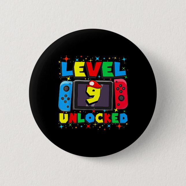 Level 9 freigeschaltetes Geschenk zum 9. Geburtsta Button (Vorderseite)