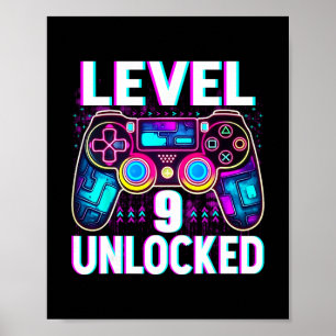 Level 9 freigeschaltetes Shirt Lustiges Videospiel Poster