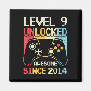 Level 9 Unlock Video Game 9. Geburtstag Gamer Boy Magnet