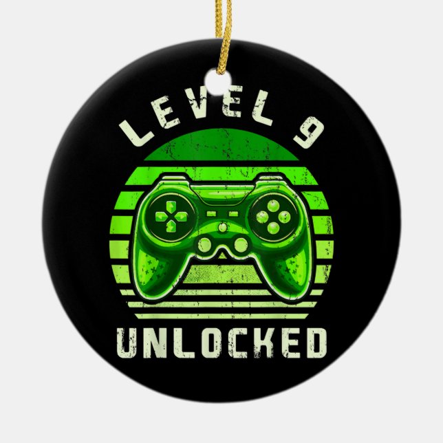 Level 9 Unlock Video Game 9. Geburtstag Gamer Keramik Ornament (Vorne)