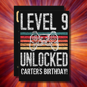 Level 9 Unlocked 9th Birthday Personalized Einladung