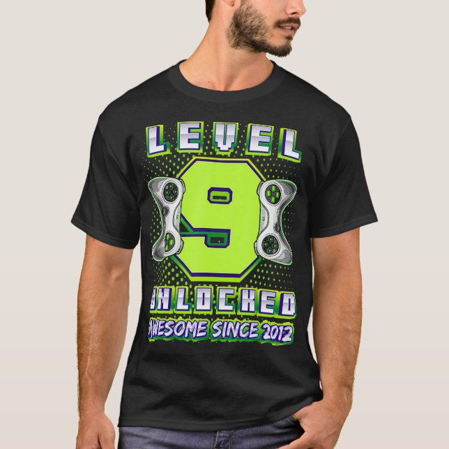 Level 9 Unlocked Awesome 2012 Video Game 9th Birth T-Shirt (Vorderseite)