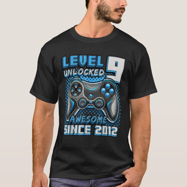 Level 9 Unlocked Awesome 2012 Video Game 9th Birth T-Shirt (Vorderseite)