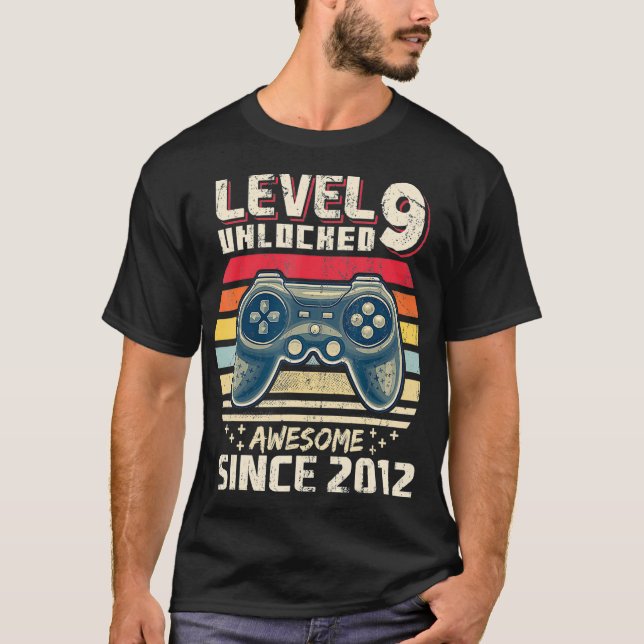 Level 9 Unlocked Awesome 2012 Video Game 9th Birth T-Shirt (Vorderseite)