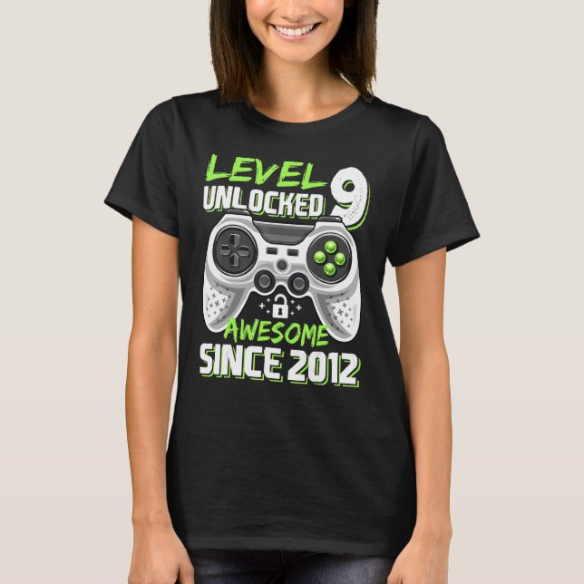 Level 9 Unlocked Awesome 2012 Video Game 9th Birth T-Shirt (Vorderseite)
