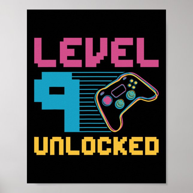 Level 9 Unlocked Gaming Birthday 1  Poster (Vorne)