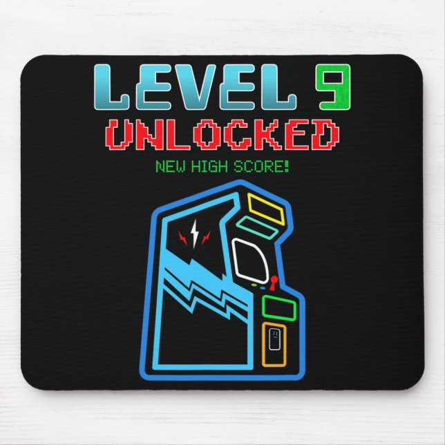 Level 9 Unlocked New High Score Arcade Game Birthd Mousepad (Vorne)