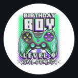 Level 9 Unlocked Video Game 9th Birthday Gamer Runder Aufkleber<br><div class="desc">Level 9 Unlocked Video Game 9th Birthday Gamer Gift Boys Gift. Perfect gift for your dad,  mom,  papa,  men,  women,  friend and family members on Thanksgiving Day,  Christmas Day,  Mothers Day,  Fathers Day,  4th of July,  1776 Independent day,  Veterans Day,  Halloween Day,  Patrick's Day</div>