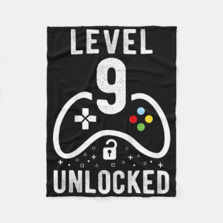 Level 9 Unlocked Video Game 9th Birthday Gift  Fleecedecke