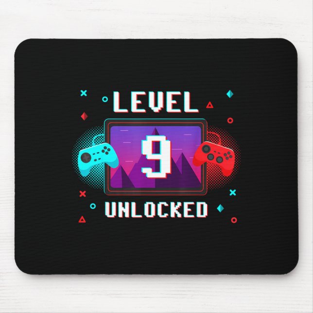 Level 9 Unlocked Video Gamer Funny 9th Birthday Bo Mousepad (Vorne)