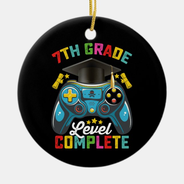 Level Abschluss Gaming Gamer Keramik Ornament (Vorne)