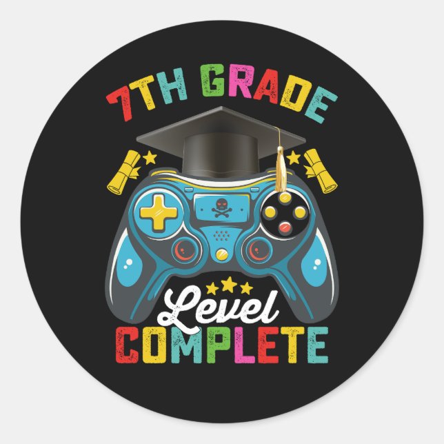 Level Abschluss Gaming Gamer Runder Aufkleber (Vorderseite)
