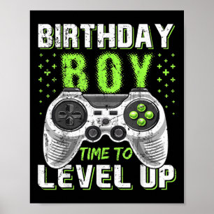 Level Clic Up Birthday Boy Video Game Kinder Mädch Poster