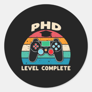 Level Complete Doctory Abschluss Geschenk für ihn  Runder Aufkleber