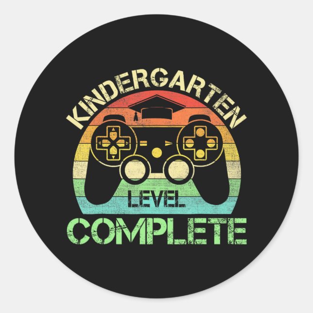 Level Complete Gaming Boy Letzten Schultag Runder Aufkleber (Vorderseite)
