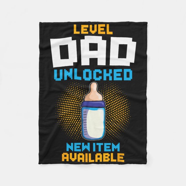 Level Dad Unlocked Pregnancy Announcement Gamer Fa Fleecedecke (Vorderseite)