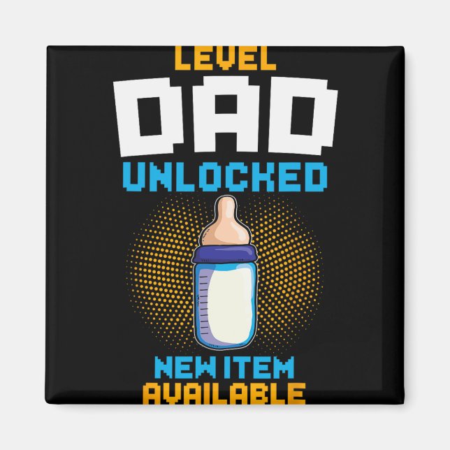 Level Dad Unlocked Pregnancy Announcement Gamer Fa Magnet (Vorne)