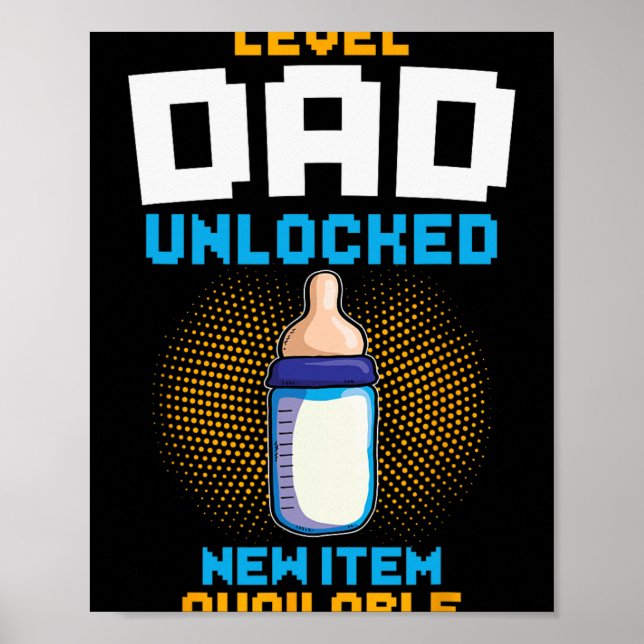 Level Dad Unlocked Pregnancy Announcement Gamer Fa Poster (Vorne)