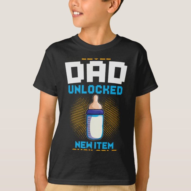Level Dad Unlocked Pregnancy Announcement Gamer Fa T-Shirt (Vorderseite)