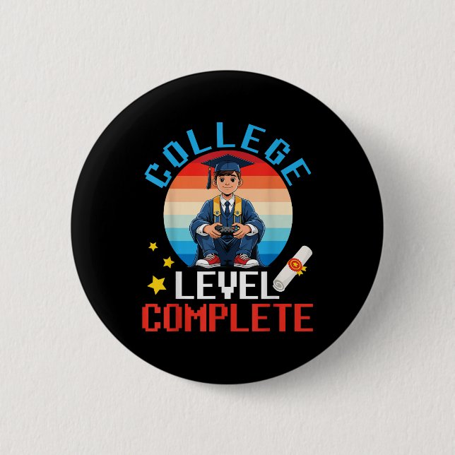 Level der niedlichen Jungen Abschluss Gamer Uni Ko Button (Vorderseite)
