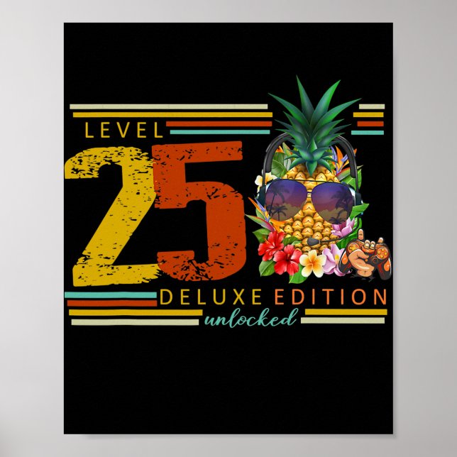 Level entsperrt 25. Geburtstag 25 Jahre Gaming Poster (Vorne)