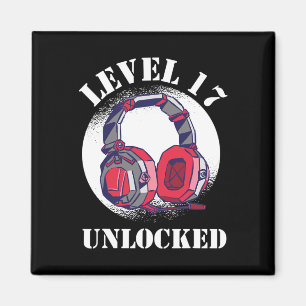 Level freigeschaltet Jungen 17. Geburtstag Gamer Magnet