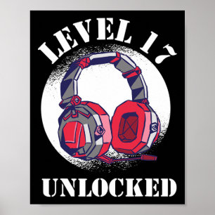 Level freigeschaltet Jungen 17. Geburtstag Gamer Poster