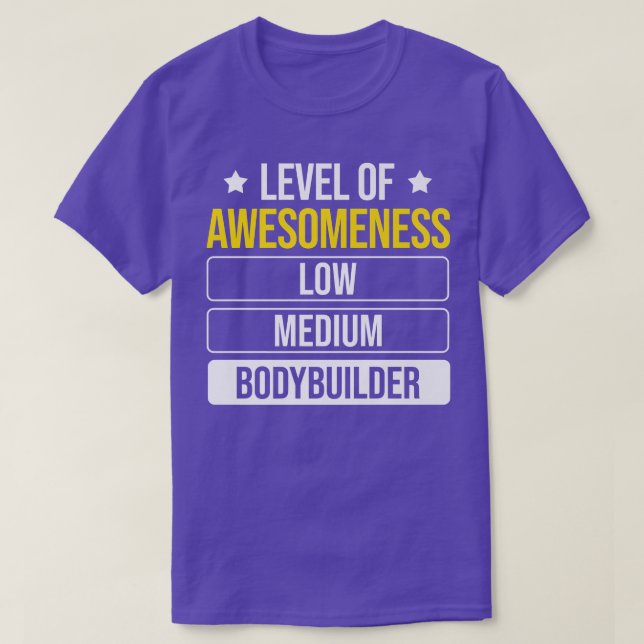 Level of Awesomeness Bodybuilder Fitness Gym Quote T-Shirt (Design vorne)