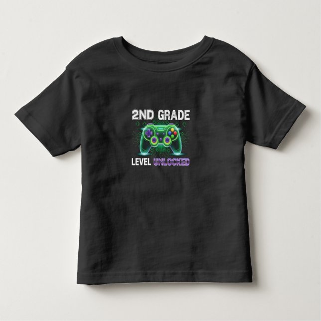 Level Uncked 2nd Grade Gamer Back to School Kleinkind T-shirt (Vorderseite)