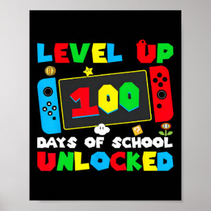 Level Up 100 Tage Schule Freigeschaltet Gamer Vide Poster